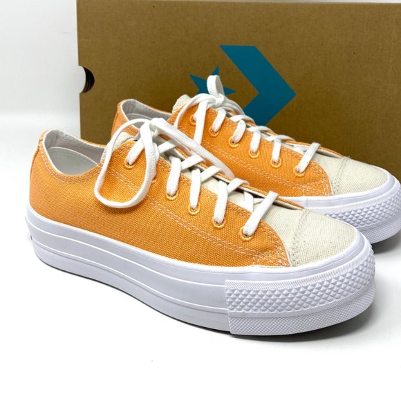 Converse 567855C Chuck Taylor AS Plathporm LIFT Canvas Low Orange Women's Size - Picture 6 of 10